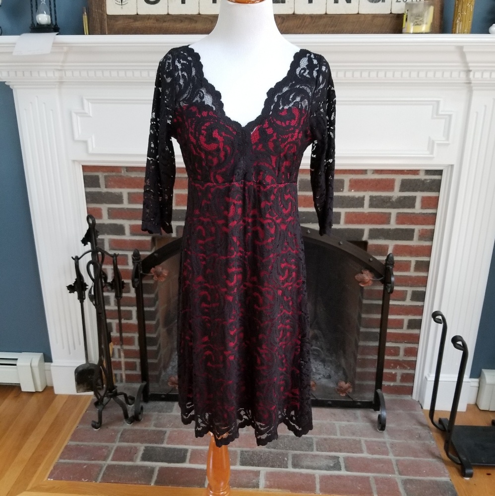 Black Lace Dress with Red Lining